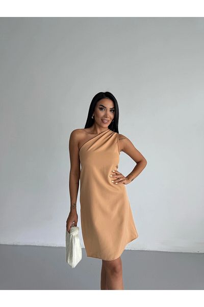 hazelin Γυναικείο Μίνι Φόρεμα Mink One Shoulder HZL25S-FRY121791