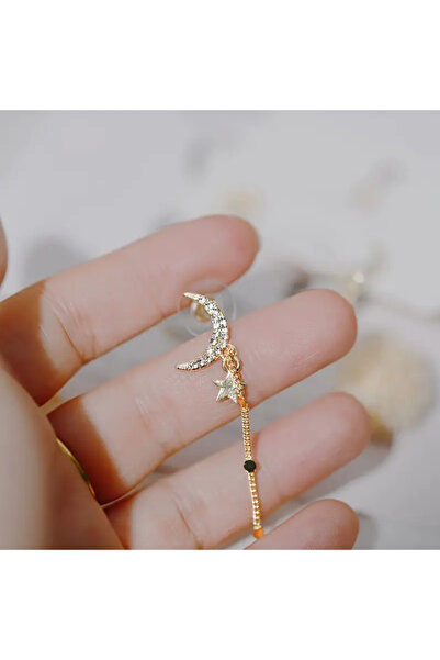 Carolina Jewelery Paslanmaz Çelik Ay ve Yıldız Küpe