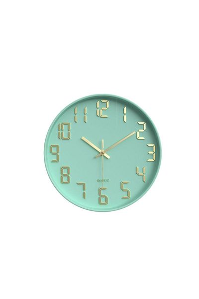 OEM Wall clock, green with gold numbers, 30 cm, Quartz mechanism
