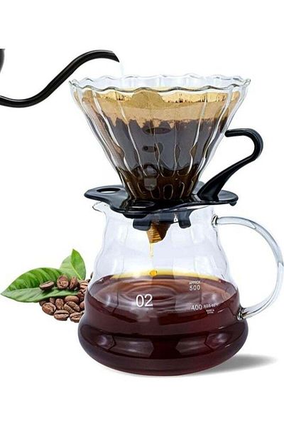rank V60 Drip Coffee Set - Glass Funnel and Glass Server