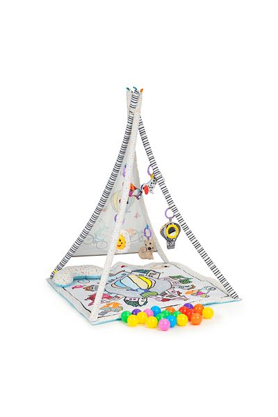 Ecotoys Tent-type play mat with 20 colored balls and toys ecotoys cc8734 - gray