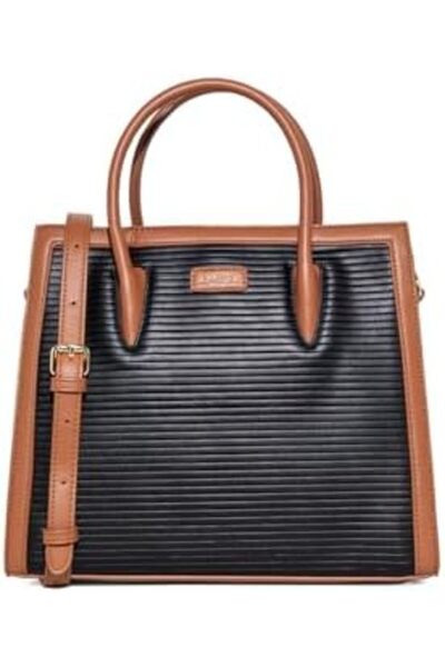 AMICA Vivienne Women's Panelled Colorblocked Handbag Vegan Leather - Black/Tan