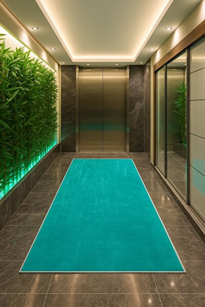 Babil Home Turquoise Protocol Carpet Organization Carpet Non-Slip Based Cutting Carpet Runner