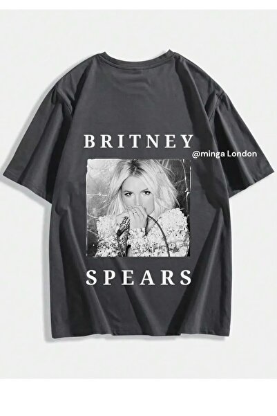 DEEFWEAR Tricou supradimensionat cu imprimeu Britney Spears negru și alb cu i...