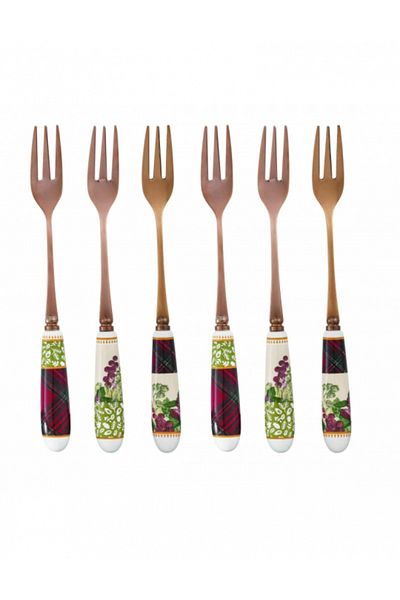 BRANDANI Set 6 furculite Sottobosco cu maner ceramica
