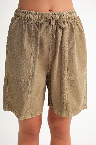 Mixray 4732 Women's City Size Piece Dyed Basic Shorts Antique Mink