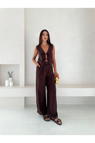 Last EGC Palazo Pants Vest Double Bottom Top Set