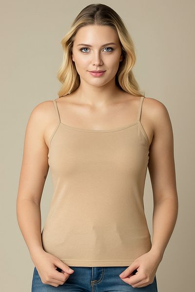nacar çarşı Women's Beige Thin Thread Strap Cotton Undershirt
