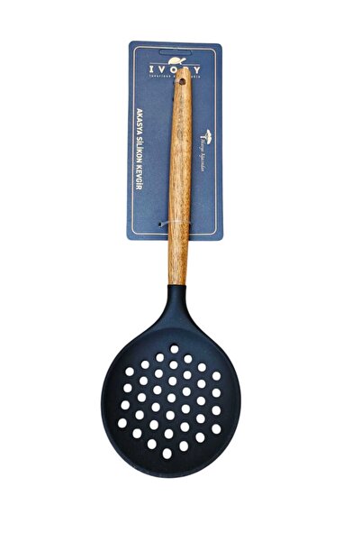 IVORY Silicone Colander with Wooden Handle