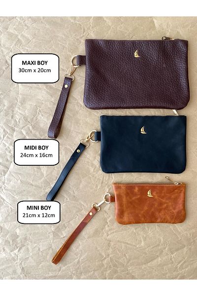 ALESTA LEATHER (Writing Name) Genuine Leather - Mini Size (21cm X 12cm) - Makeup Bag / Pen Holder / Multi-Purpose