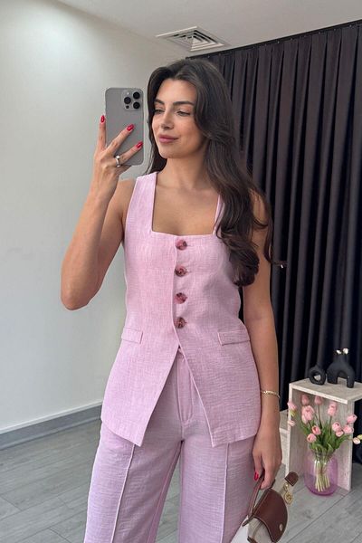ECEMİ Pavi Pink Vest Pants Set