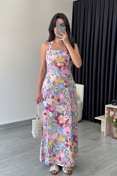 ECEMİ Medy Floral Patterned Linen Dress
