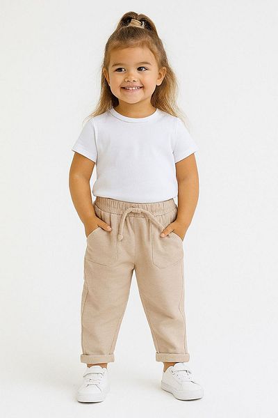 Minigimin Cicileri Mini's Soft Linen Girl's Pocket Trousers - Beige