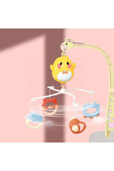 divendi-ro Musical carousel for crib, giraffe shaped, with 4 detachable toys, 55x48x32cm, yellow