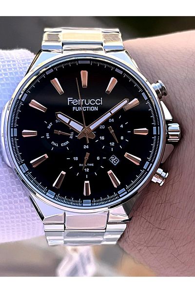 Ferrucci Inner Functions Active Calendar and Day 30m Water Resistant Steel Cord Men's Wrist Watch Vs.Bl