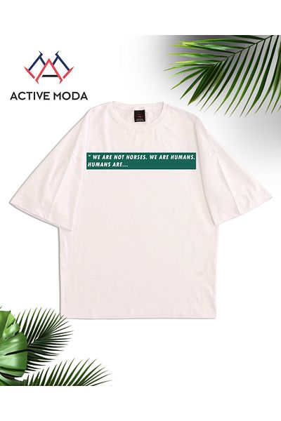 ACTIVE MODA Men's Cotton Printed We Are Not Horses. Short Sleeve Tshirt Oversize Large Size