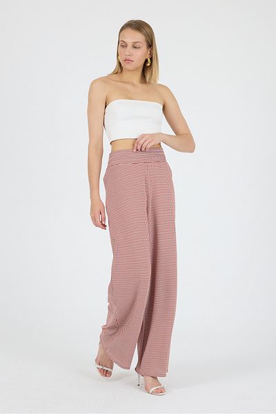 Laranor Geometric Patterned Elastic Waist Wide Leg Jacquard Knitted Trousers 25L8111