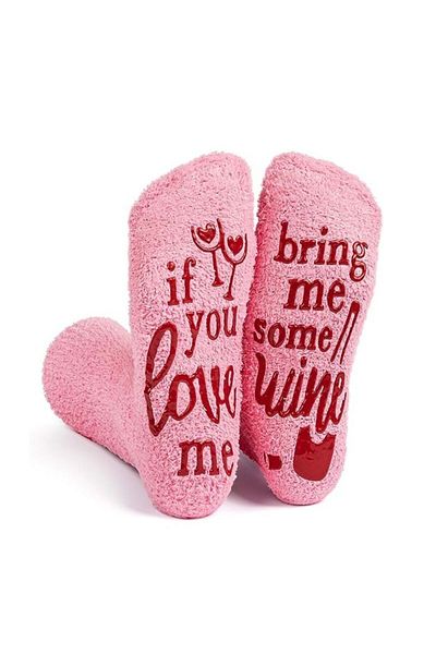 OEM Funny socks If you love me Bring Me Wine, Pink Briose, Universal size: 35-42