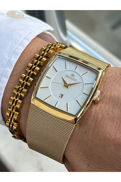 Bentini Guaranteed Waterproof Stainless, Colorfast Steel Cord Steel Case Men's Wrist Watch