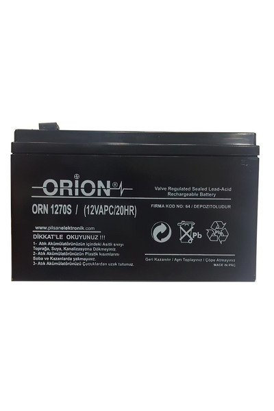 Orion ORN1270S 12V 7.0Ah Ince Kasa Bakımsız Kuru Akü