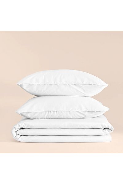 Penelope 100% Cotton Percale Duvet Cover Set 200X220 cm White - Pure Series