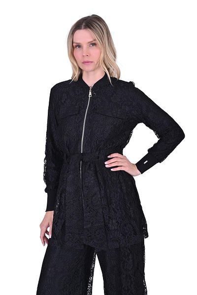 Invee Lace Suit with Trousers Combed Cotton Lined Black