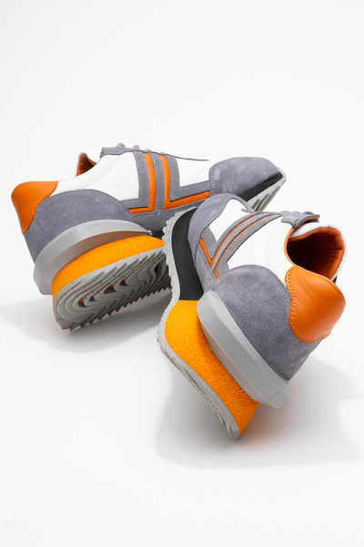 Dericlub Deri̇club Men's Thick Sole Lace-Up Casual Shoes Real Leather Cr 2619 White/Gray