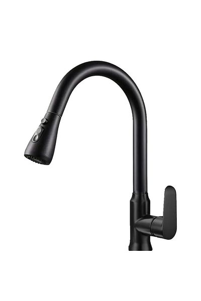 NEXTLY Baterie pentru chiuveta tip lebada NEXTLY, rotire la 360°, buton oprire jet, negru mat