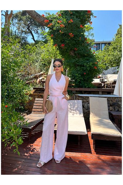 ESRAHELVACI Crop Suit with Tie Detail