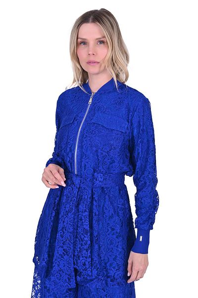Invee Lace Suit with Trousers Combed Cotton Lined Sax