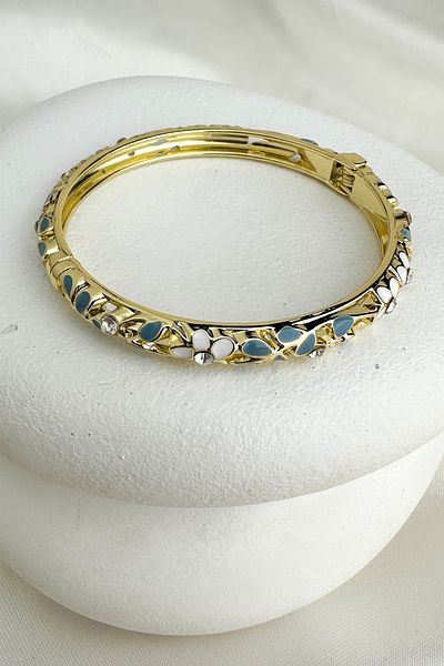 Modex Special Series Enameled Flower Motif Handcuff Bracelet (Diameter: 6cm)