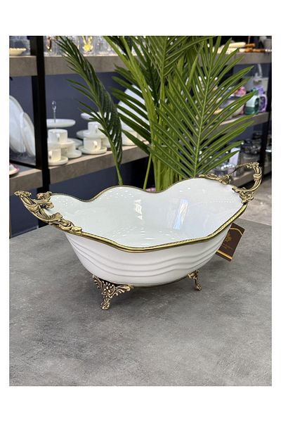 ROY KING Luxury Porcelain Oval Deep Gondola with Brass Edge
