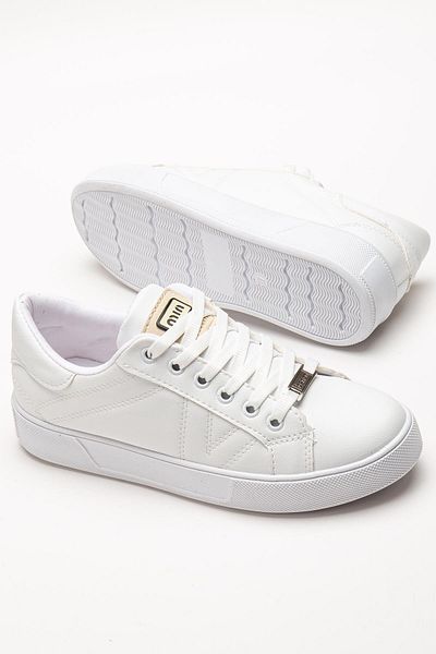 Dilimler Ayakkabı Pantofi sport casual de damă, alb, talpă subțire, cu șireturi