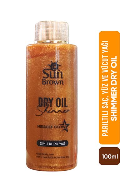 Sun Brown Glitter Hair and Body Oil Shimmer Dry Oil Miracle Glow 100ml