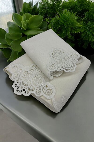Turkar-Arliva ARLİVA BEYAZ İŞ DANTEL ANALI KIZLI %100 PAMUK 50X90 CM & 30X50 ...