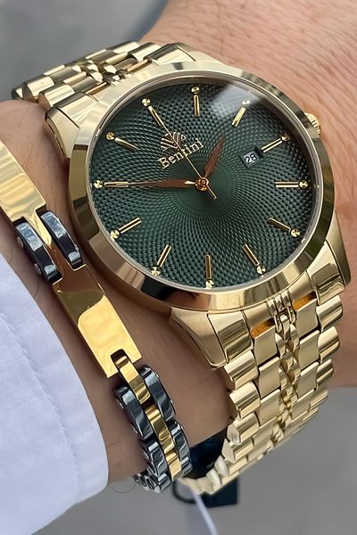Bentini Guaranteed Waterproof Stainless, Colorfast Steel Cord Steel Case Men's Wrist Watch