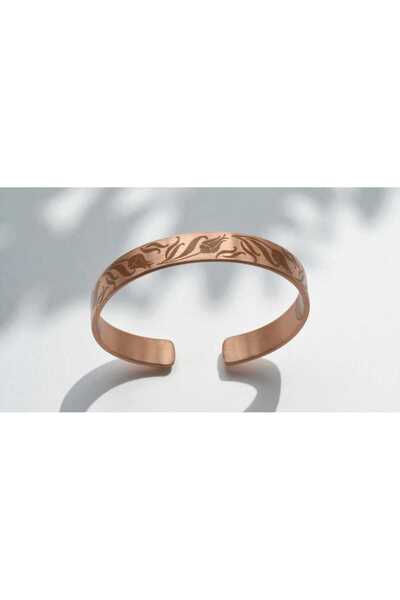 AYDESİA Copper Handmade Tulip Patterned Bracelet, Prayer Pattern Inside, Supp...