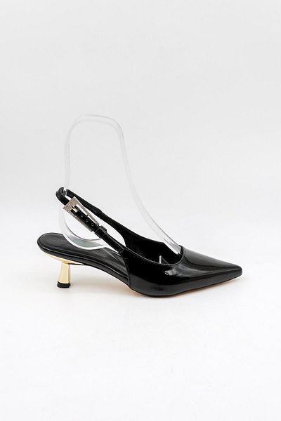 Park Moda Women's Pointed Toe Flat Patternless Thin Slingback Patent Leather Shoes Pm439 Black Patent Leather