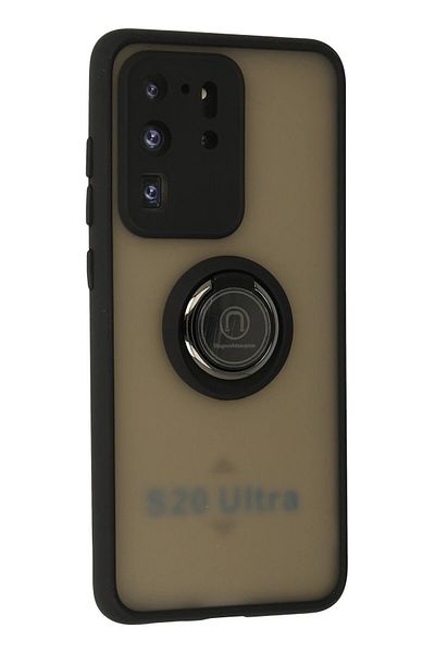 CepteToptan حافظة سامسونج جالاكسي S20 الترا غطاء سيليكون مونتريال مع حلقة - أسود - MKİ1546-6707