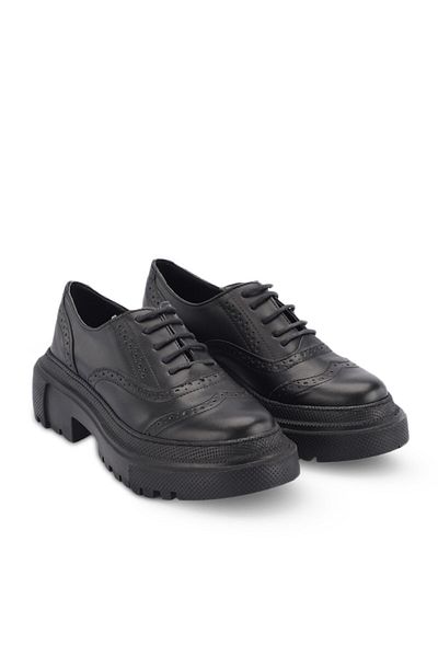 stilfest Casual Lace-Up Loafer Shoes Black Shoes