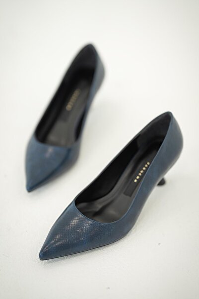 Parponi Ville Закриті жіночі шкіряні туфлі на шпильці з візерунком, сині