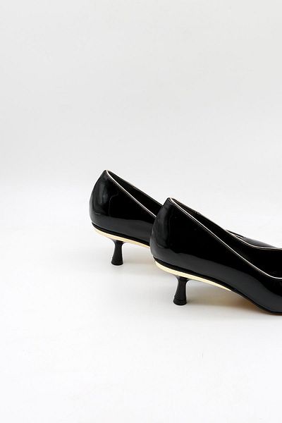 Park Moda Low Heel Patent Leather Women's Shoes Pm207 Black Patent Leather