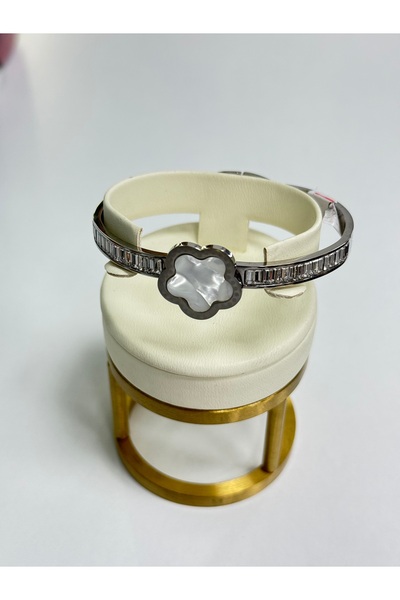 VLDORO Silver Color Clover Motif Steel Bracelet