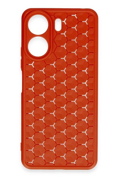 CepteToptan غطاء حماية من السيليكون على شكل قرص العسل لهاتف Xiaomi Redmi 13C - أحمر - MKİ8349-8923