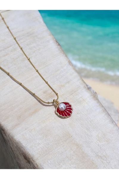 MAC CENTER Sea Shell Detailed Women Steel Necklace-Women's Necklace-Women's Necklace-Gift Package Is Made-Lover Necklace