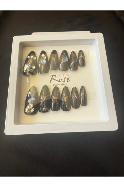 Şirince Taşlı simli Takma tırnak