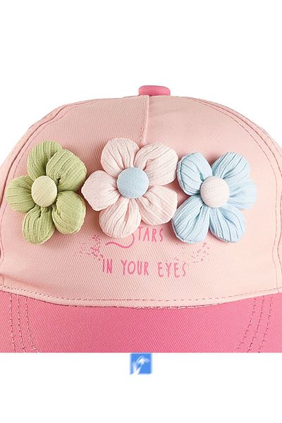 Kardelen Butik Denizli 100% Cotton Flower Detail Girl's Hat (Age 1-3) (Size 48-50 cm)