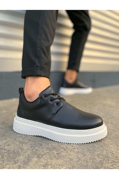 Zerenyus Jyx03 Luxor Lace-Up Thick Sole Men's Sports Classic Shoes - Black White