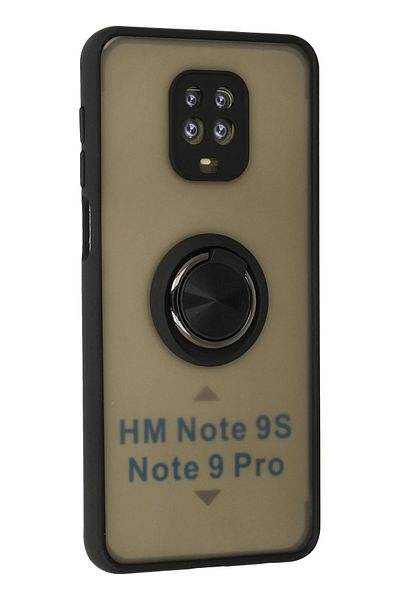 CepteToptan حافظة هاتف Xiaomi Redmi Note 9 Pro من السيليكون مونتريال مع حلقة - أسود - MKİ1644-2078