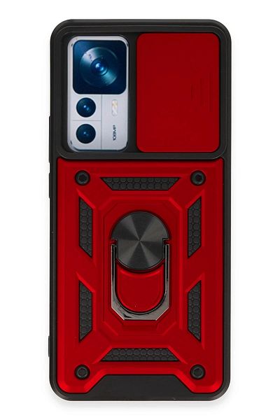 CepteToptan حافظة هاتف Xiaomi Mi 12T Pro من السيليكون مع حلقة عدسة Pars - أحمر - MKİ8526-4125